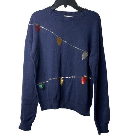 Harper Canyon Girls Navy Peacoat String Lights Sequin Sweater Size X Large 14/16 - Picture 11 of 11
